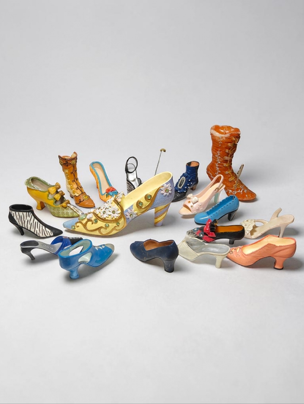 Vintage Collection of Assorted Decorative Resin Shoe Figurines
